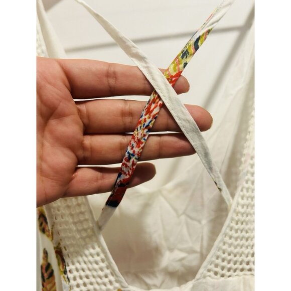 Free People Thought I Was Dreamin Boho Floral Mesh Strappy Back Mini Dress XS - Picture 10 of 15